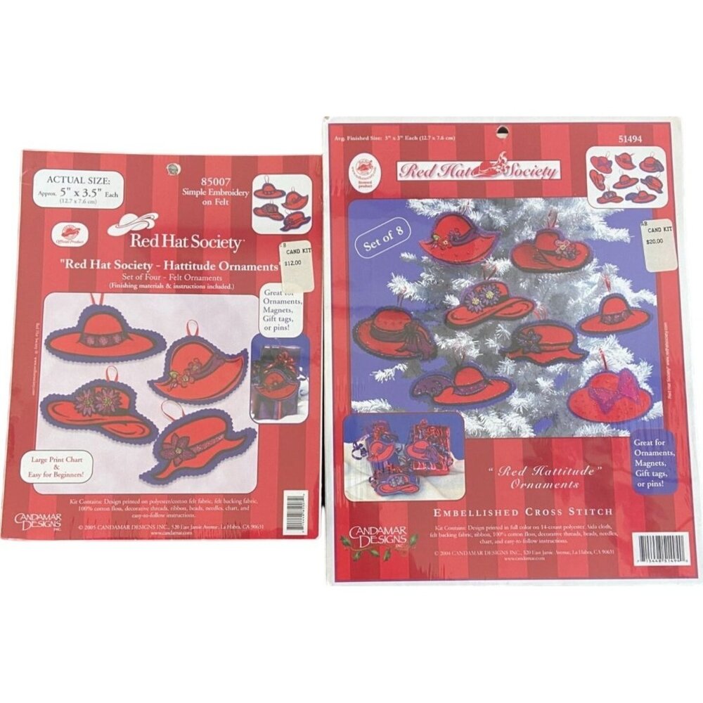 Red Hat Society Counted Cross Stitch 2 Kits 51494 85007 Candamar Designs Vintage